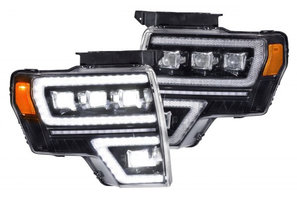 GTR Lighting® - Carbide Gloss Black Projector LED Headlights with DRL and Sequential Turn Signal