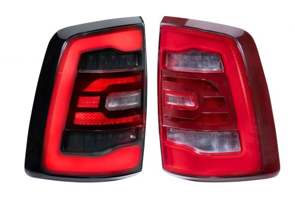 GTR Lighting® - Carbide Chrome Red/Smoke Fiber Optic LED Tail Lights