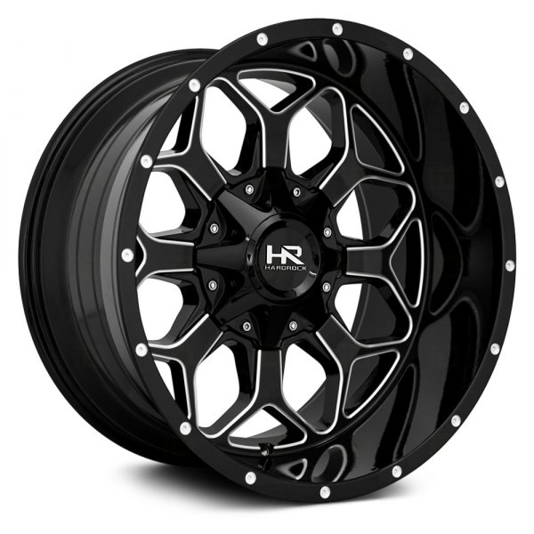 HARDROCK OFFROAD® H712 INDESTRUCTIBLE Wheels - Gloss Black with Milled ...