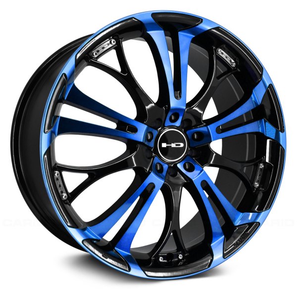 HD WHEELS® SPINOUT Wheels - Gloss Black with Blue Face Rims