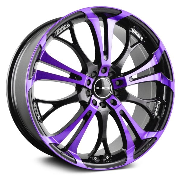 HD WHEELS® SPINOUT Wheels - Gloss Black with Purple Machined Face Rims