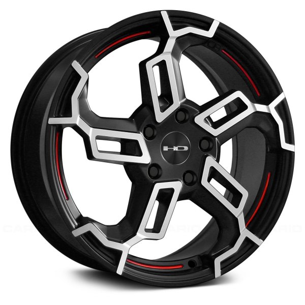 HD WHEELS® - SWITCH Satin Black with Machined Face and Redline