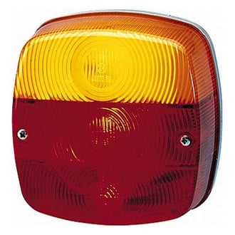 Hella® - 2578 Series 4.76" Red/Amber Square Bolt-on Mount Combination Tail Light W/O Bulbs