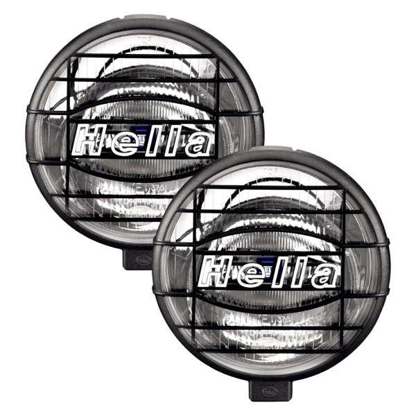 Hella® - 6.4" Round Black Plastic Light Grilles with White Logo for 500, 500FF-Series