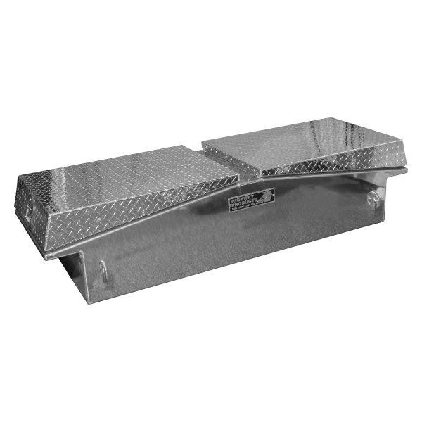 Highway Products® - Dual Lid Gull Wing Crossover Tool Box with Bright Diamond Plate Lid