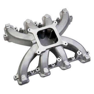 Holley® - Mid Rise Satin Carbureted Cast Single Plane Intake Manifold with Rectangle Ports