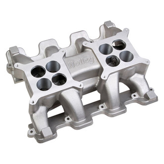 Holley® - Mid Rise Satin Carbureted Cast Dual Plane Intake Manifold