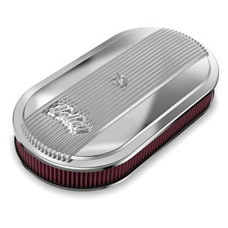 Holley® - Vintage Series Round Red Cast Aluminum Polished Air Cleaner (17" L)