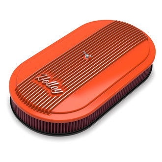 Holley® - Vintage Series Round Red Cast Aluminum Factory Orange Air Cleaner (17" L)