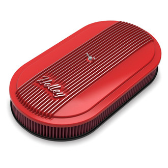 Holley® - Vintage Series Round Red Cast Aluminum Gloss Red Air Cleaner (17" L)