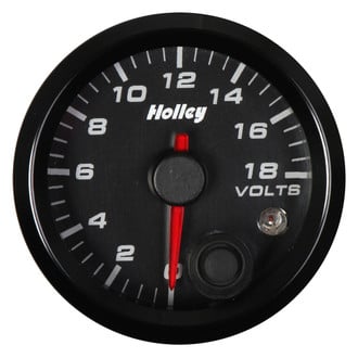 Holley® - Analog Style Series 2-1/16" Voltage Gauge, Black, 18 V