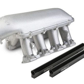 Holley® - Hi-Ram Modular Satin EFI Cast Intake Manifold with Longitudinal Mount Plenum