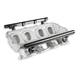 Holley® - Hi-Ram Satin Carbureted Cast Intake Manifold Base with Fuel Rails