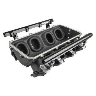 Holley® - Hi-Ram Black Carbureted Cast Intake Manifold Base with Fuel Rails