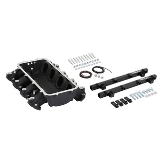 Holley® - Lo-Ram Black EFI Intake Manifold Base with Port Injection Fuel Rails