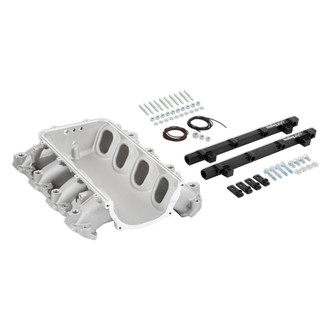 Holley® - Ultra Lo-Ram Satin EFI Intake Manifold Base with Port Injection Fuel Rails