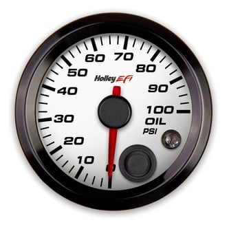 Holley® - EFI Series 2-1/16" CAN Oil Pressure Gauge, White, 0-100 PSI