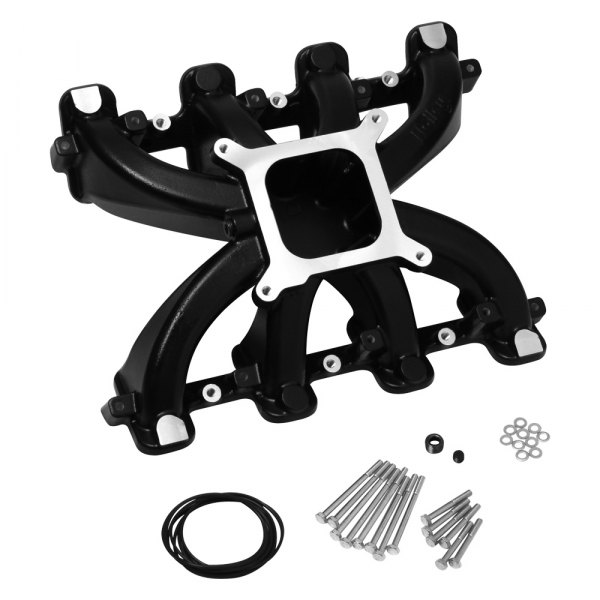 Holley® 300132BK Mid Rise Black Ceramic Carbureted Cast Single Plane