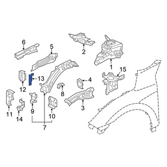 Honda OE - Front Right Fender Rail Mount Plate