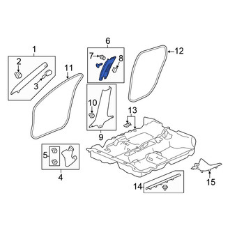 Honda OE - Right Upper Door Pillar Post Trim Set