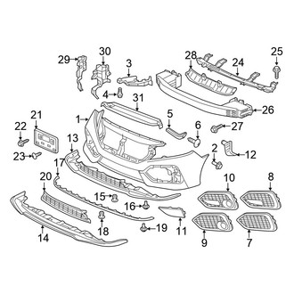 Honda OE - Front Bumper & Grille - Bumper & Components (EX / EX-L / LX / Sport / Sport Touring Hatchback)
