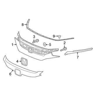 Honda OE - Front Bumper & Grille - Grille & Components