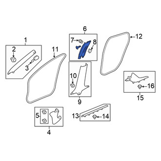 Honda OE - Right Upper Door Pillar Post Trim Set