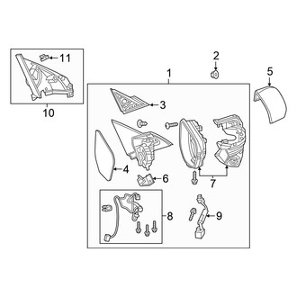 Honda OE - Front Door - Outside Mirrors (W/O Signal Lamps), (EX / EX-L / LX / Sport / Touring Sedan)