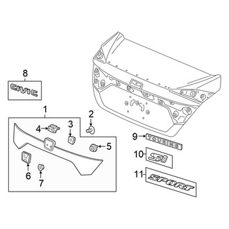 Honda OE - Trunk Lid - Exterior Trim (EX / EX-L / LX / Sport / Touring Sedan)