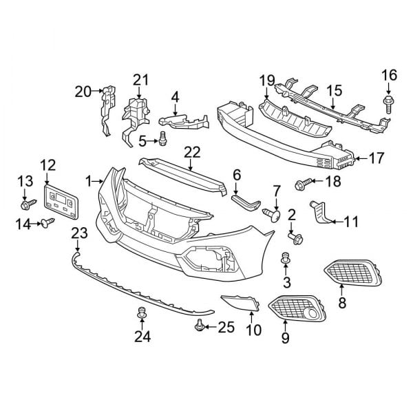 Honda Oe 71107tgga50 - Front Center Grille