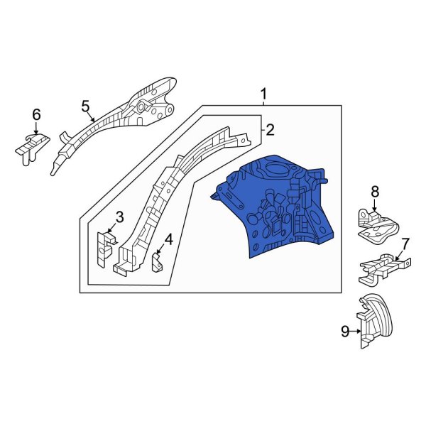 honda-oe-60750t20305zz-front-left-fender-apron-assembly