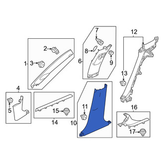 Honda OE - Left Lower Door Pillar Post Trim Set