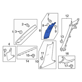 Honda OE - Right Upper Door Pillar Post Trim Set