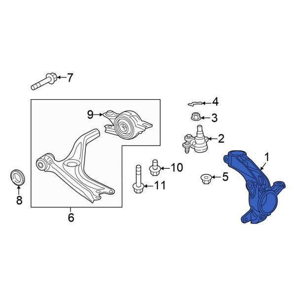 Honda OE 51216T20A01 Left Steering Knuckle