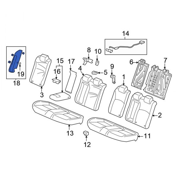 Honda OE 84192T20A01ZA Rear Left Seat Back Bolster Assembly