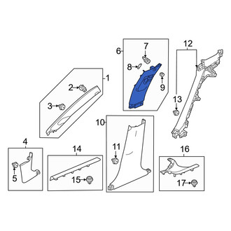 Honda OE - Left Lower Door Pillar Post Trim Set
