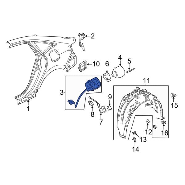 Honda OE 74480T20A00 Rear Fuel Filler Housing