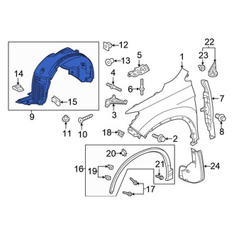 Honda OE - Front Left Fender Splash Shield