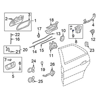 Honda OE - Rear Right Door Lock Rod Clip