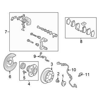 Honda OE - Rear Suspension - Brake Components (Disc Brakes), (EX / LX Sedan Rear Disc Brakes)