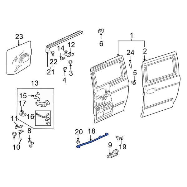 Honda OE 72588S0XA01 Left Lower Sliding Door Trim Panel
