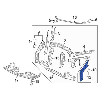 Honda OE - Front Left Outer Radiator Support Side Panel