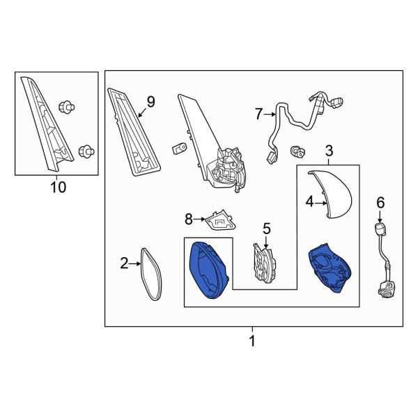Honda OE 76204TK8A51ZG Front Right Door Mirror Housing
