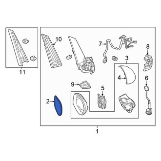 Honda OE - Front Left Door Mirror Glass