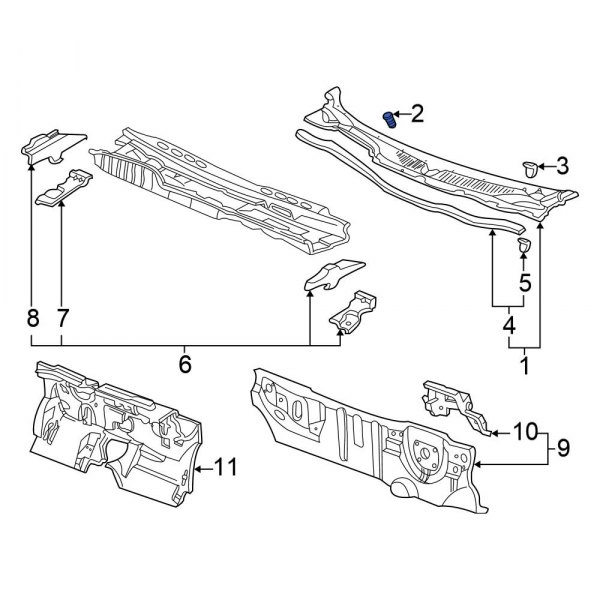 Cowl Grille Panel Clip