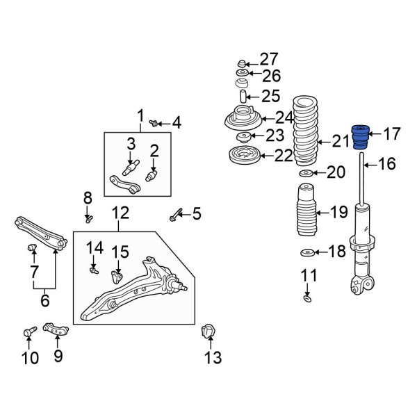 Honda OE 52722SR0003 Rear Suspension Strut Bumper