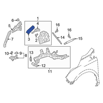 Honda OE - Front Right Upper Fender Apron Extension