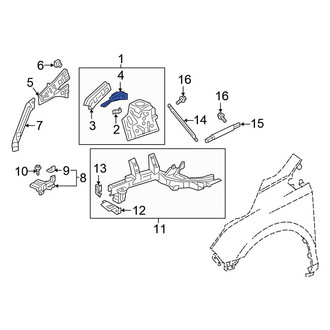 Honda OE - Front Left Lower Fender Apron Extension