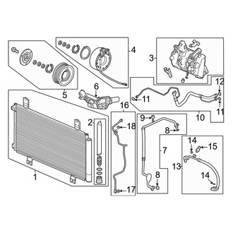 Honda OE - Air Conditioner & Heater - Condenser, Compressor & Lines (Type R)