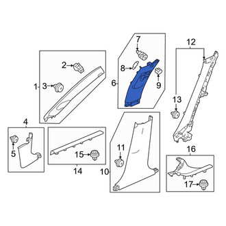 Honda OE - Left Upper Door Pillar Post Trim Set